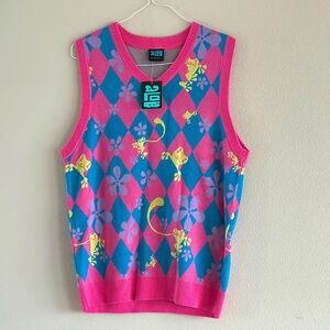 Zumiez skater argyle novelty frog pink sweater vest Men’s Large NWT A.LAB